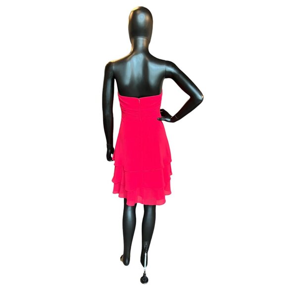 Red Chiffon Floral Mid-Length Dress - Picture 5 of 6